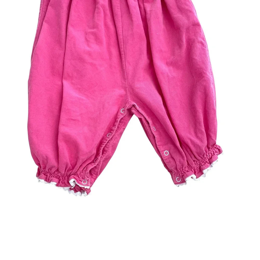 Smocked Auctions micro corduroy smocked one piece jumpsuit Size 9M‎ pink cute